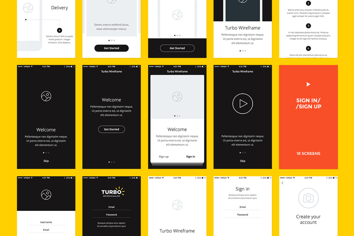 TURBO iOS Wireframe Kit, a Wireframe Template by Just UI (Photo 6 of 11)