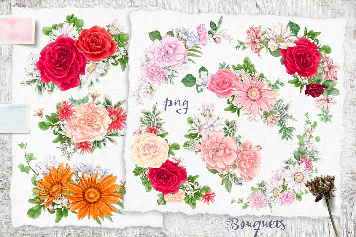 Watercolor Flowers clipart big set, a Decorative Illustration by Yuliya Art (Photo 13 of 16)