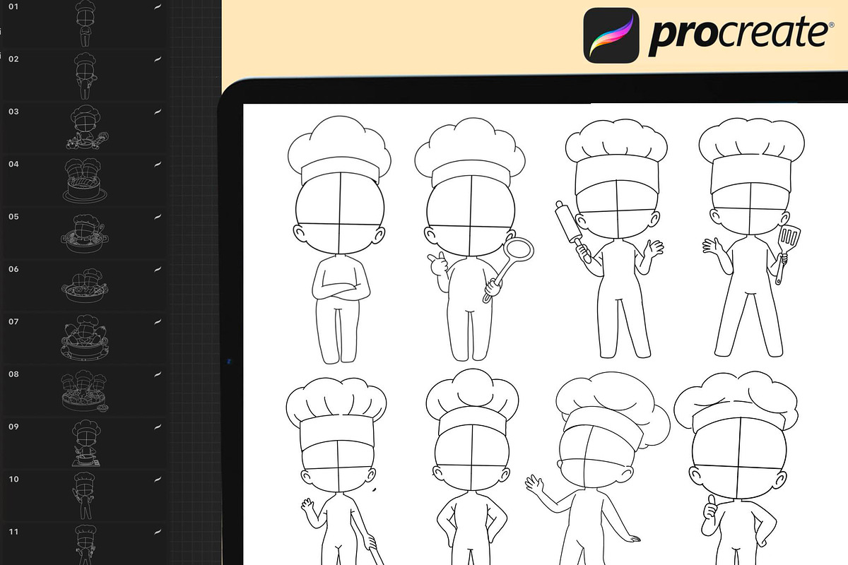 Procreate Chibi Cooking Poses Stamps preview 2