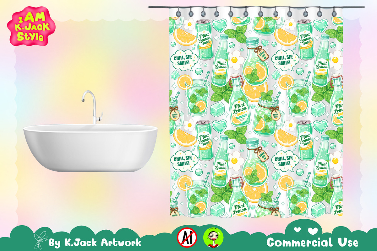 Cute Mint Lemon Soda Seamless, a Background Graphic by K.JackArtwork (Photo 7 of 8)