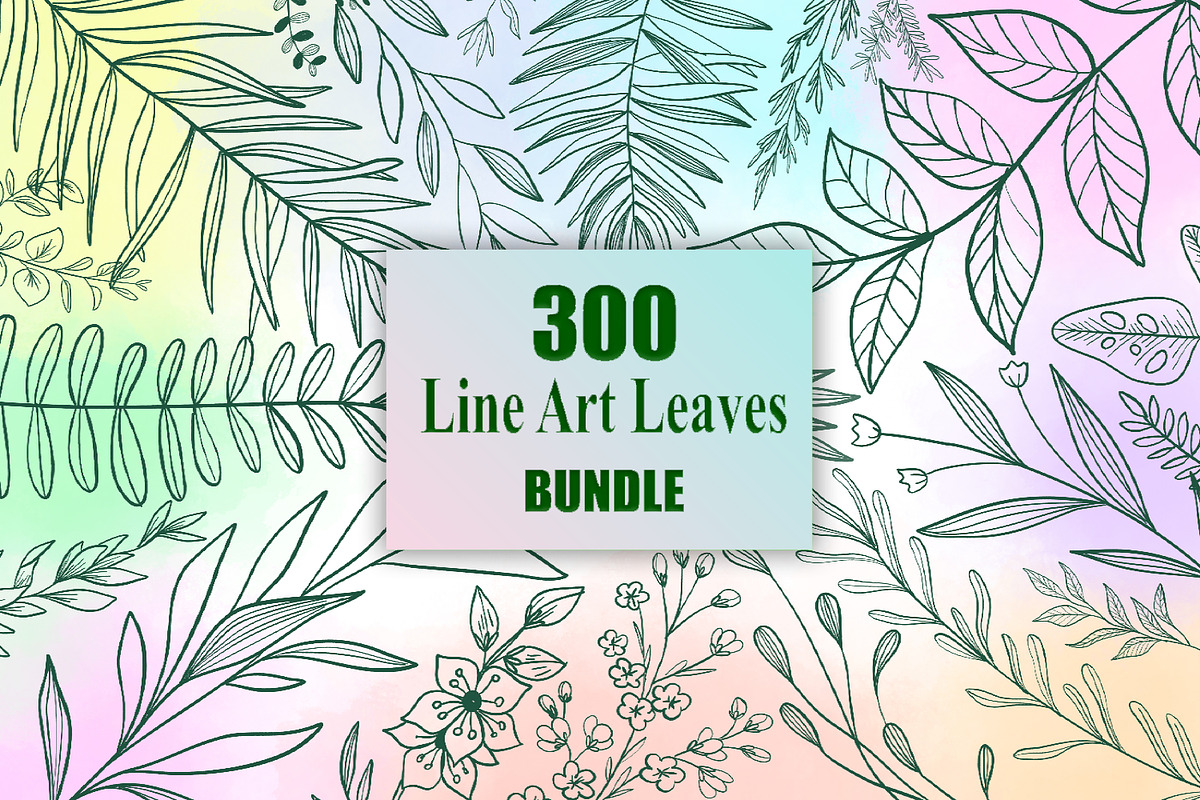Hand Drawn Line Art Leaves, a Decorative Illustration by Digital Studio (Photo 1 of 9)