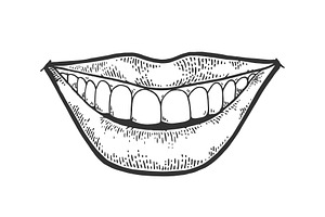 Female smile mouth sketch vector, an Illustration by AlexArt