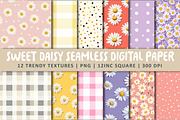 Sweet Daisy Seamless Digital Paper, an Illustration by OK Design (Thumbnail 1 of 3)