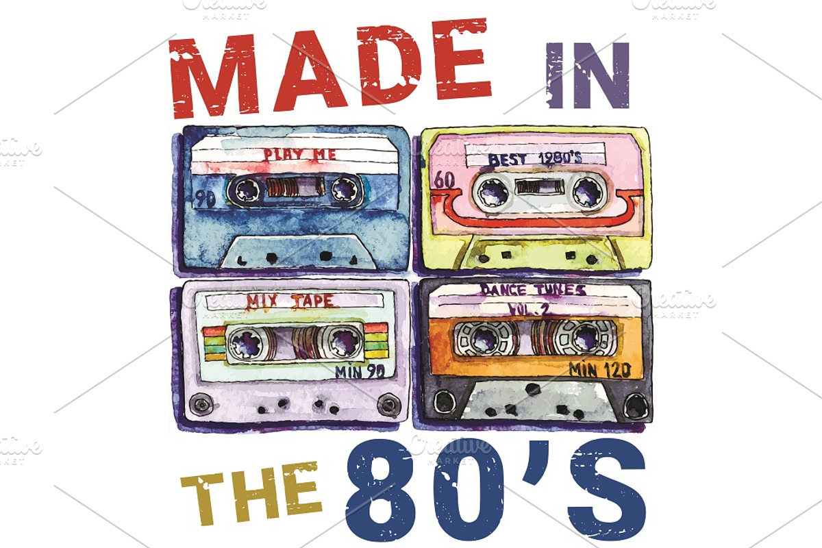 Made in the 80s Print, an Object Illustration by Watercolor_Vector Graphic (Photo 4 of 4)