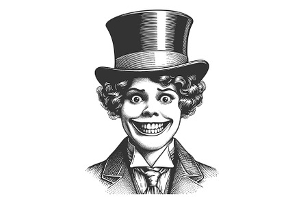Eccentric Smiling Woman in Top Hat, a Person Illustration by AlexArt