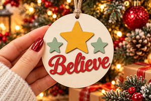 Believe Bauble Laser Cut Wood File