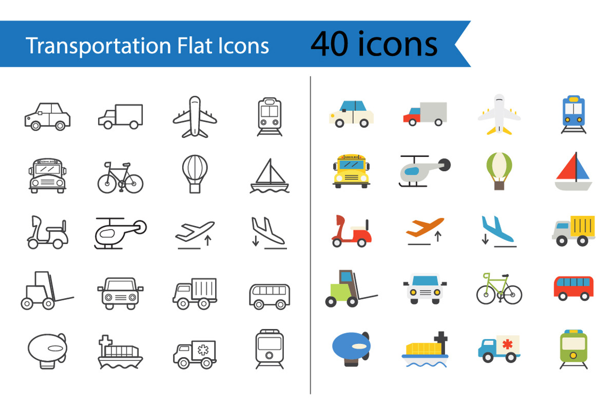 Transportation Flat Icons