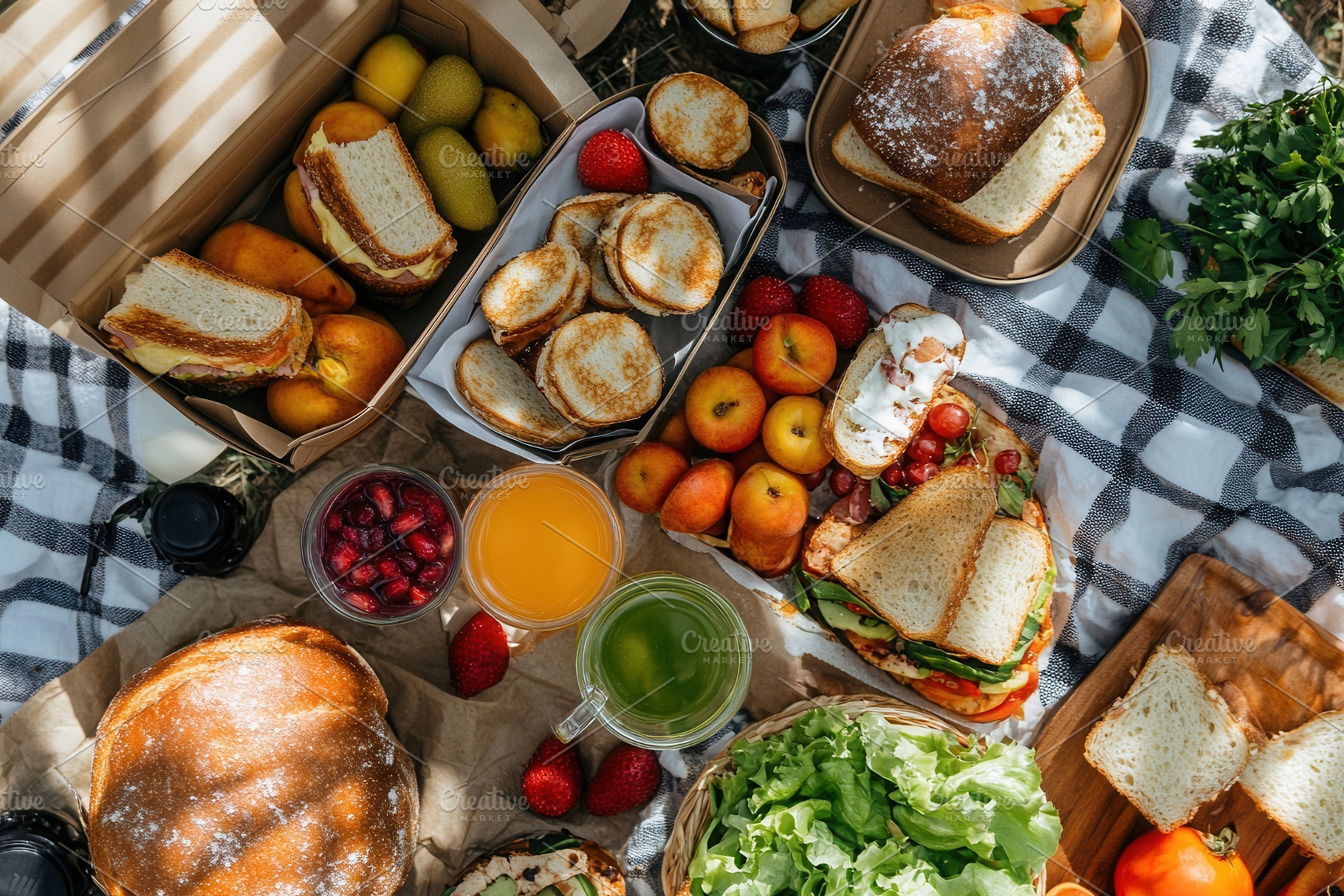 Picnic spread with tasty treats, a Photo by Pavel_design