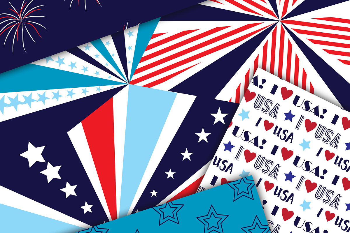 Fourth of July Digital Paper, a Pattern Graphic by Foxy Digital Paper (Photo 2 of 2)