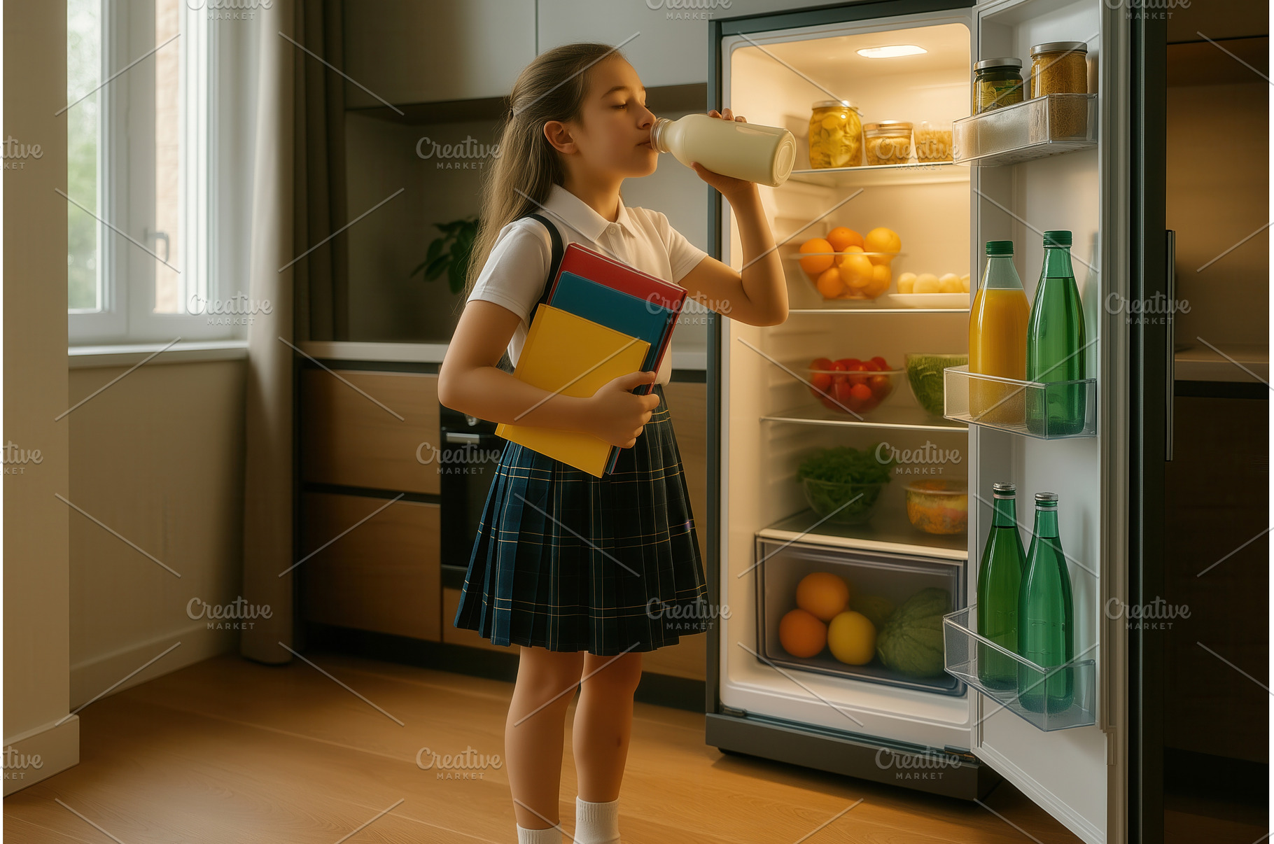Young girl in a school uniform, a School & Education Photo by Sergey Kotenev