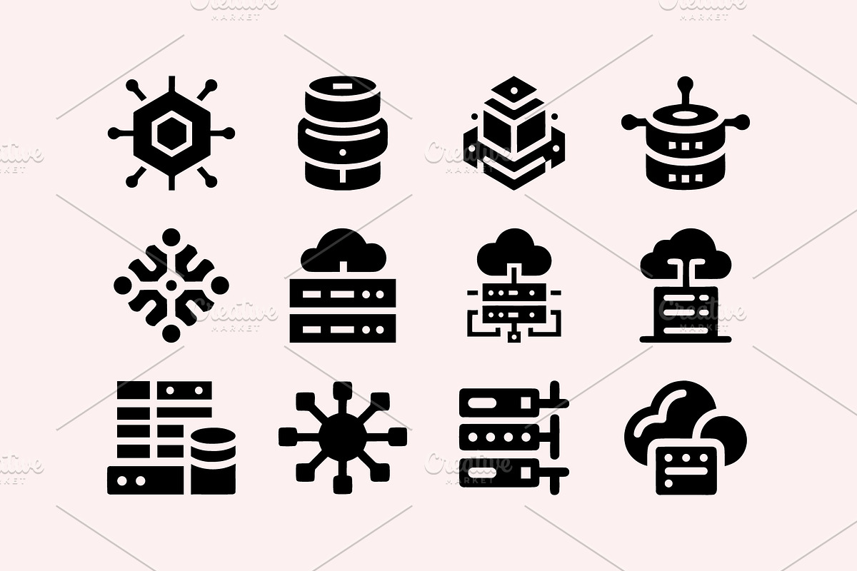 Tech Cloud Data Server Icons Bundle, a Solid Icon by Vectorium Studio (Photo 3 of 24)