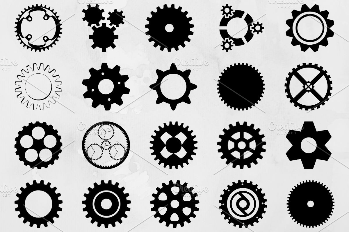 Gears Silhouette SVG, a Technology Illustration by newminddesign (Photo 1 of 3)