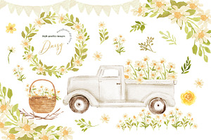 Daisy Flower Truck Clipart