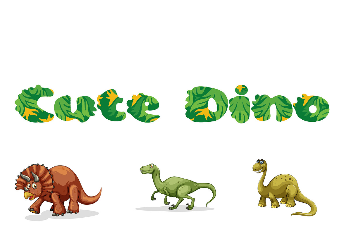 Cute Dino Dinosaur Font, a Font by vladocar (Photo 7 of 9)