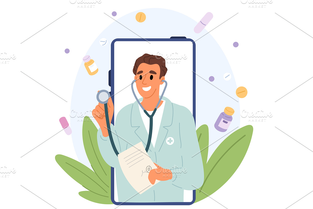 Doctor online consultation. Medical, a Healthcare Illustration by Vectorbuum