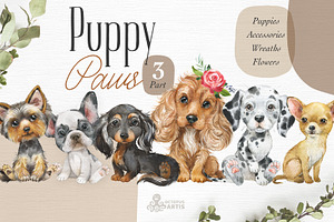Puppy Paws 3. Watercolor Collection