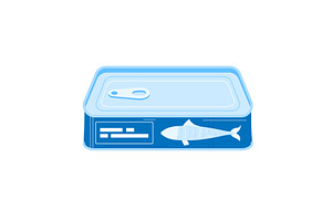 Blue canned fish product design with, an Object Illustration by seahorsevector