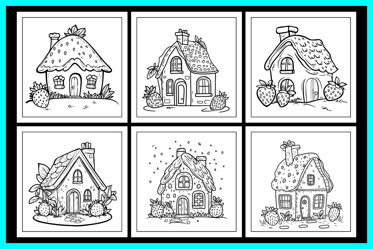 Strawberry House Coloring Book, an Object Illustration by protabsorkar11 (Photo 2 of 7)