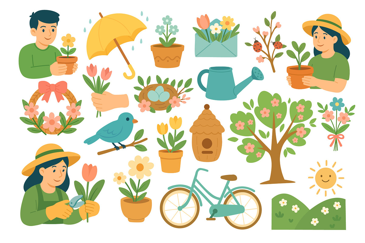Spring Doodle Set, a Seasonal Illustration by ananastya (Photo 5 of 5)
