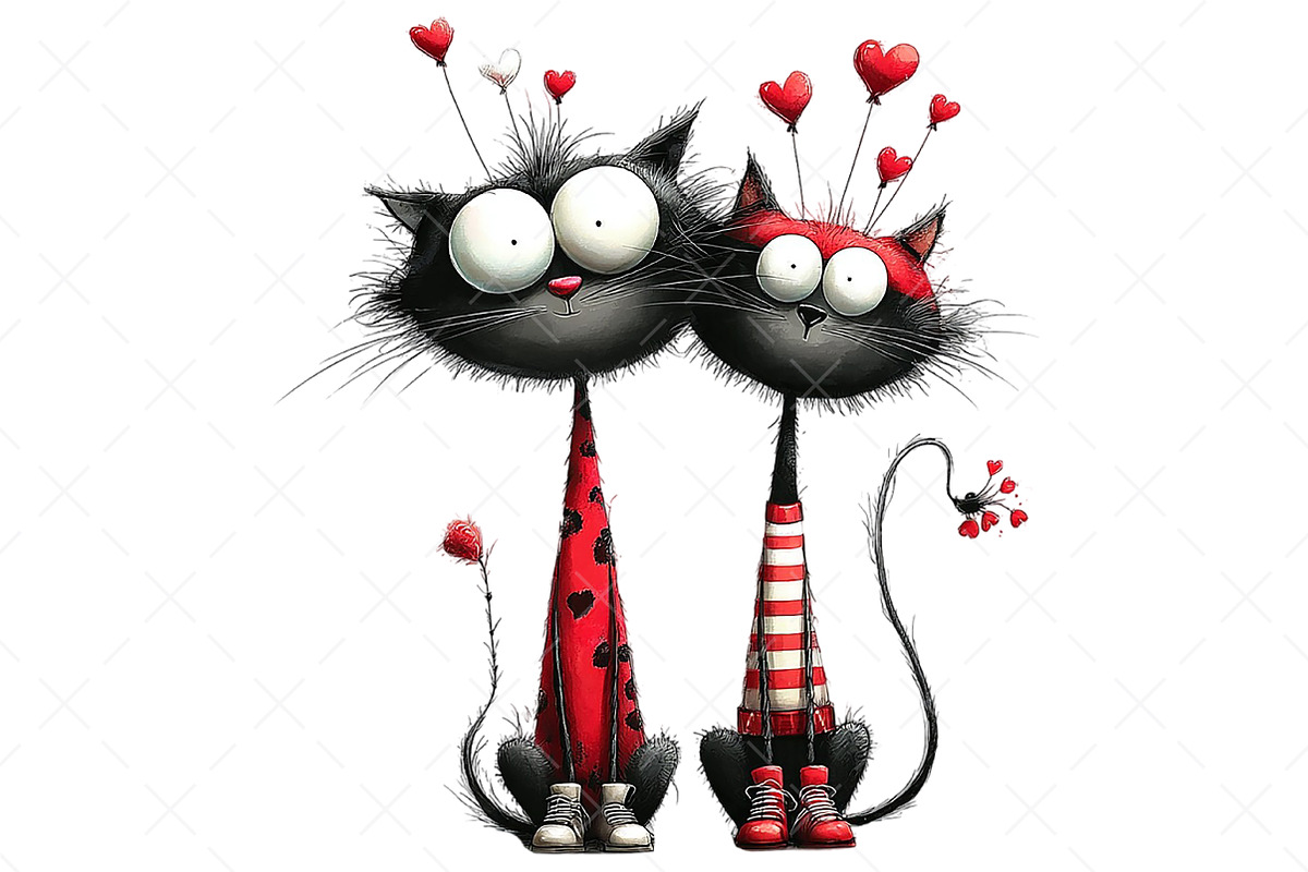 Valentine Romantic Cat Couple, an Illustration by Craft Nest (Photo 8 of 9)