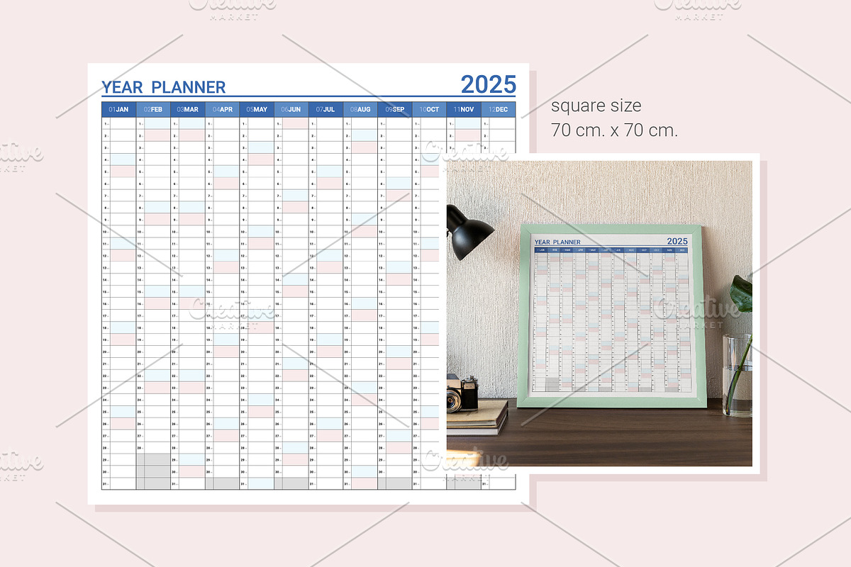 Calendar 2025 Planner Simple Style, a Stationery Template by WORAKAMON Design Studio (Photo 2 of 4)