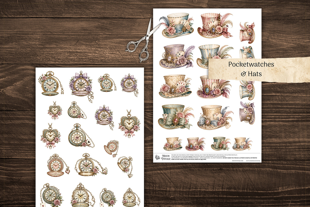 Alice in Wonderland Fussy Cuts, a Decorative Illustration by Print Haven Mochi Vintage (Photo 5 of 7)