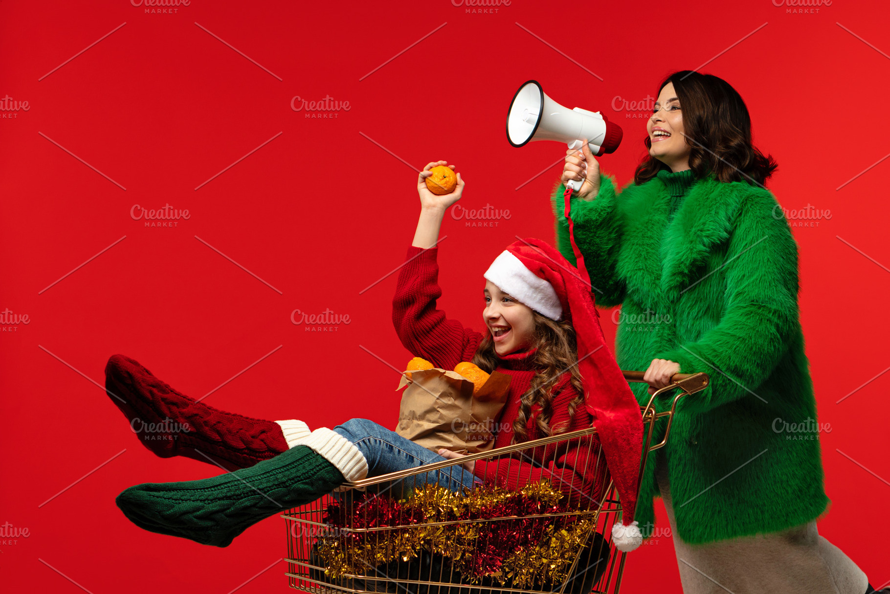Woman announces with megaphone while, a Holiday Photo by Elena Vagengeim