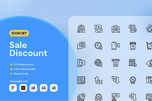 Sale Discount icon Set, an Outline Icon by Nathaya Studio