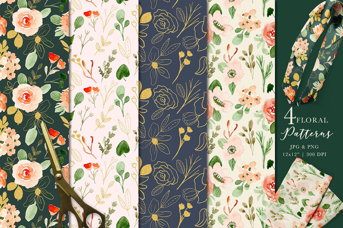 Classy Florals - Watercolor Clipart, a Decorative Illustration by wulano (Photo 4 of 6)
