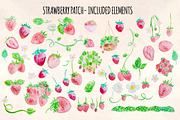 Strawberry Patch Watercolor Graphics, a Seasonal Illustration by Violet LeBeaux (Thumbnail 2 of 3)