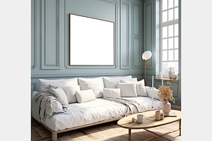 Mockup frame in Scandinavian living, an Architecture Photo by GFXCity