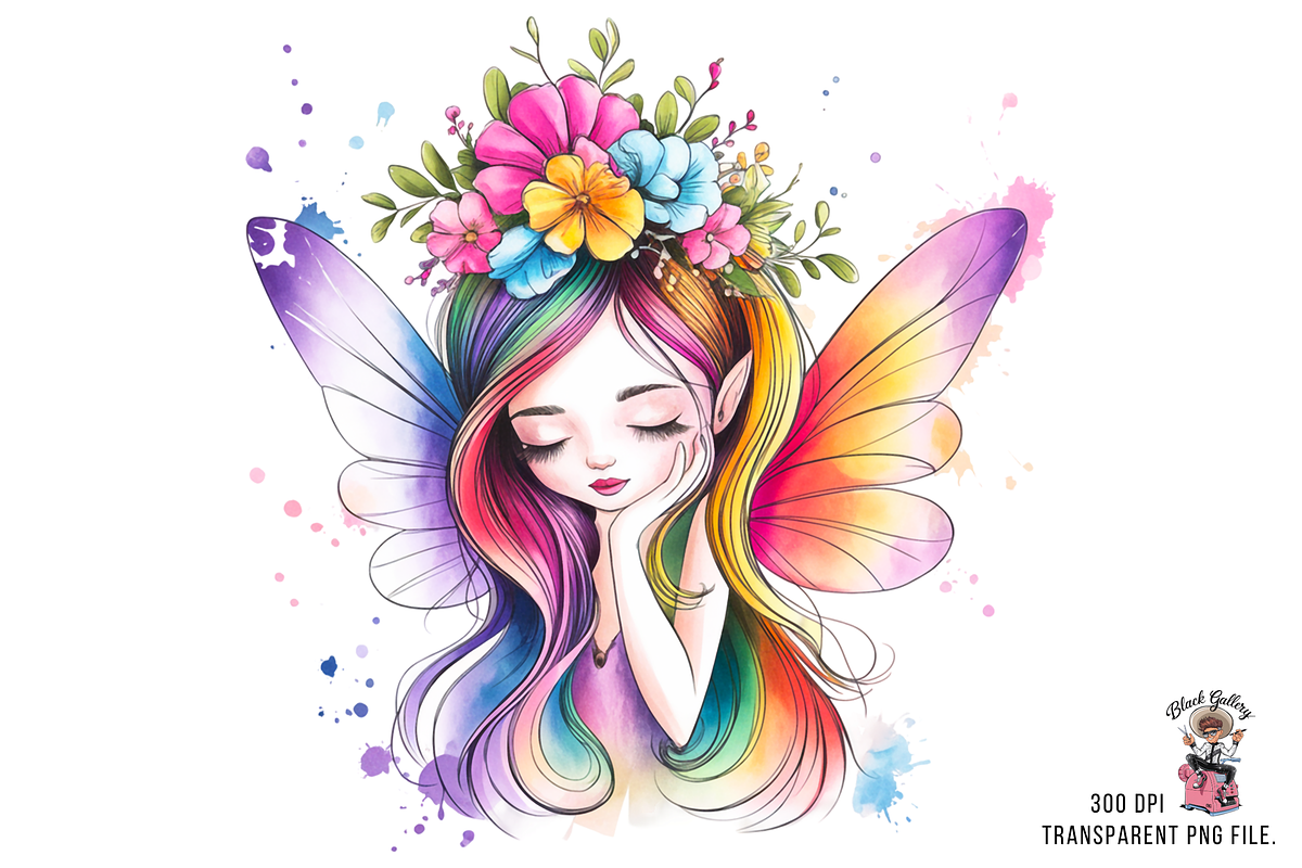 Rainbow Fairy Girl PNG Bundle, a Graphic by Clipart Bloom (Photo 3 of 11)