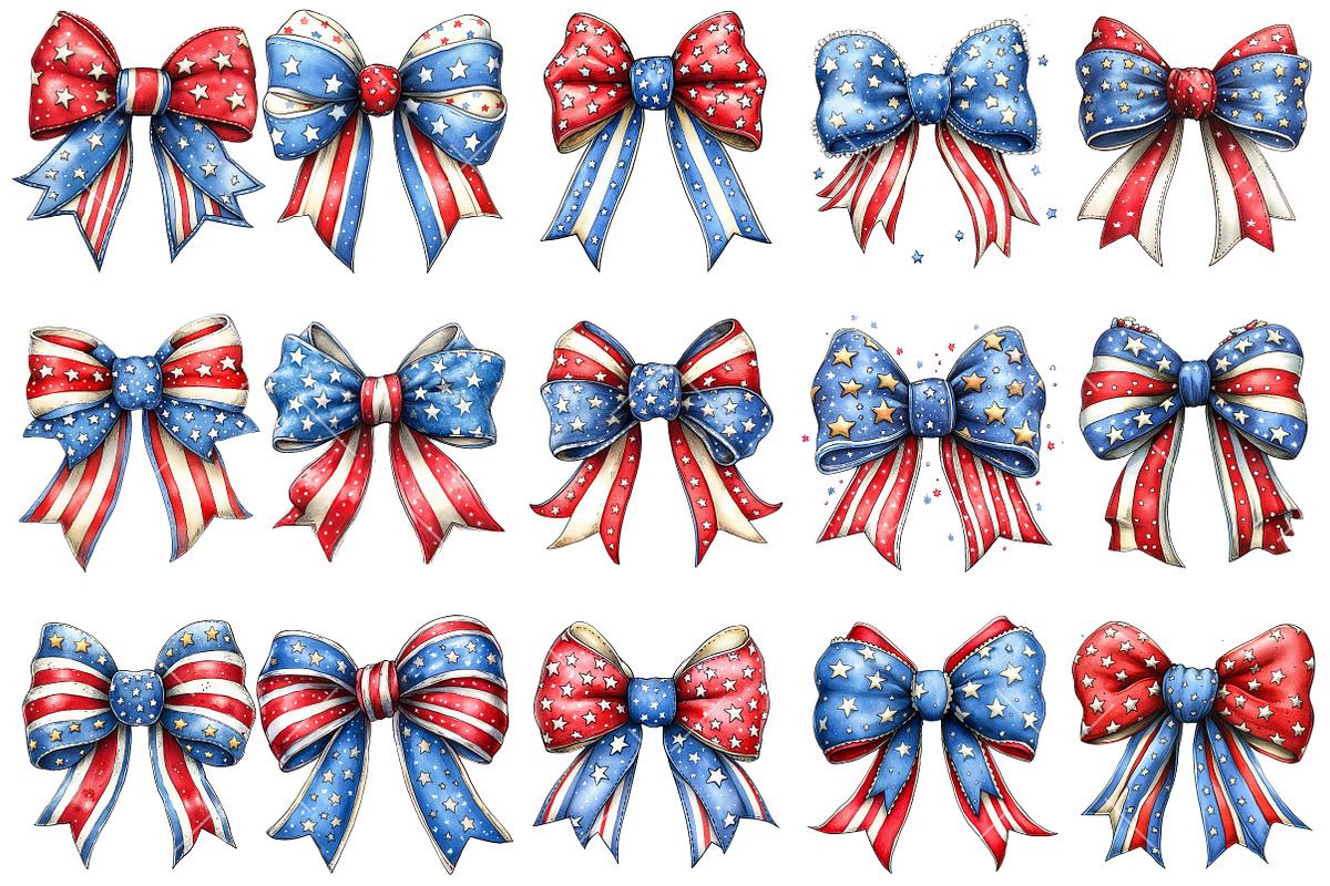 4th Of July Pterotic Bow Clipart, an Illustration by OK Design (Photo 3 of 6)