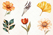 Fall Flowers and Leaves Clipart, an Illustration by Libby Wishes (Thumbnail 3 of 6)