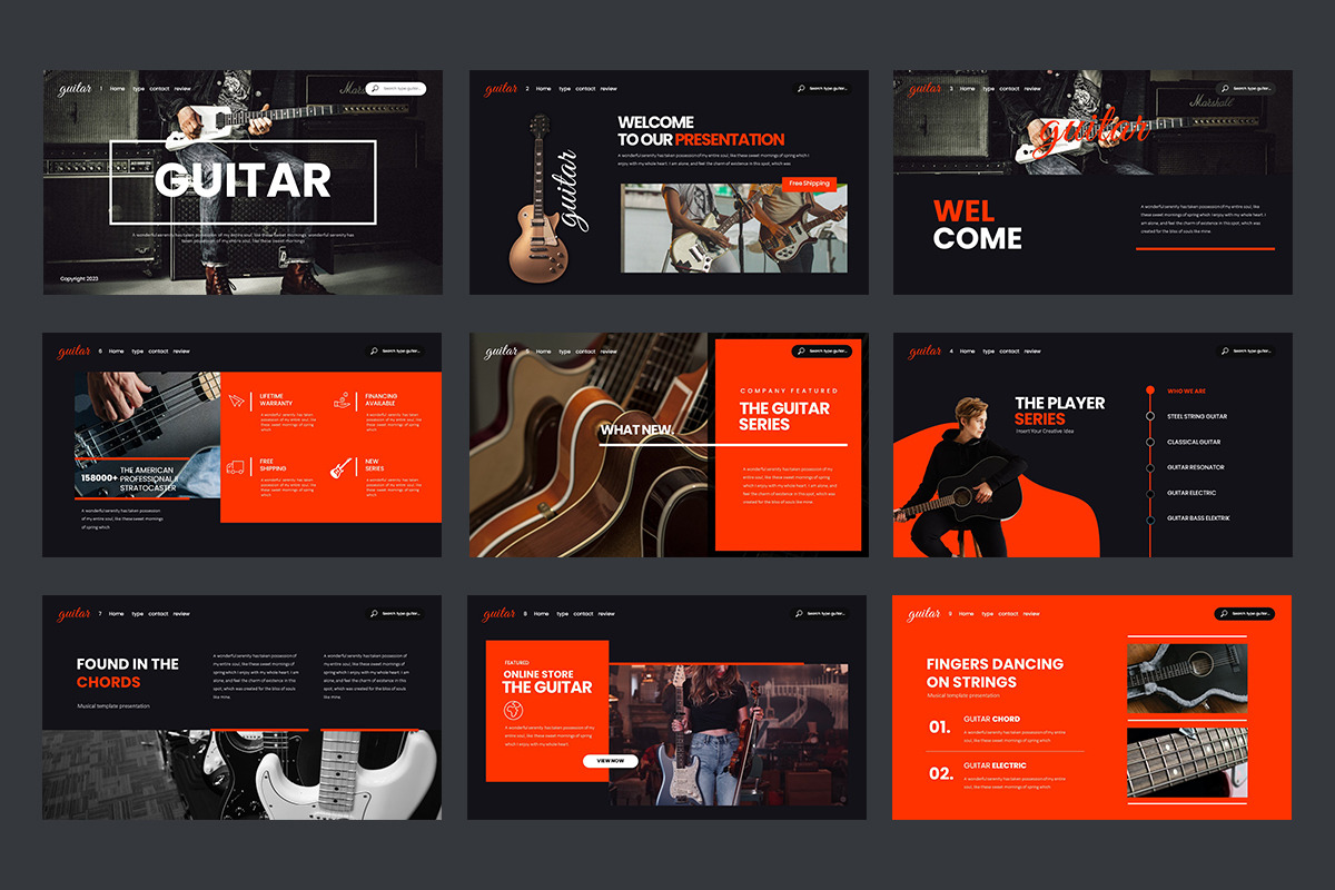 Guitar Google Slides Templates, a Presentation Template by Stock Shape (Photo 4 of 4)