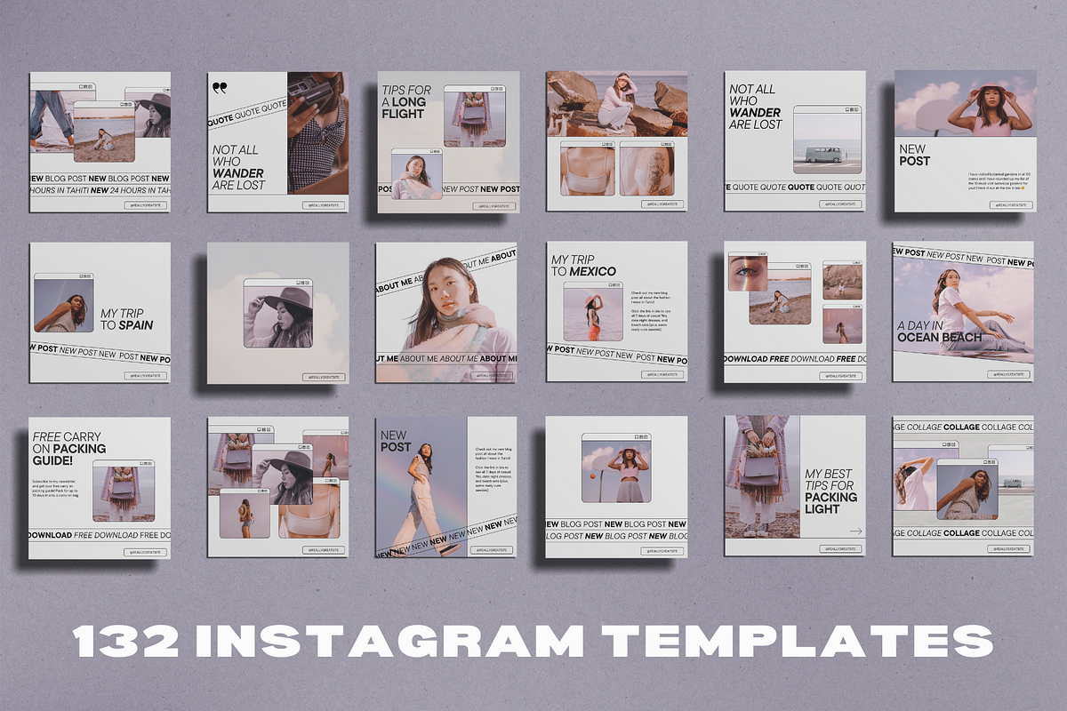 132 Travel Instagram Canva Templates, a Social Media Template by Dandy Studio (Photo 2 of 5)