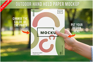 Outdoor Hand Held Paper Mockup PSD, a Product Mockup by Bruno's Shop