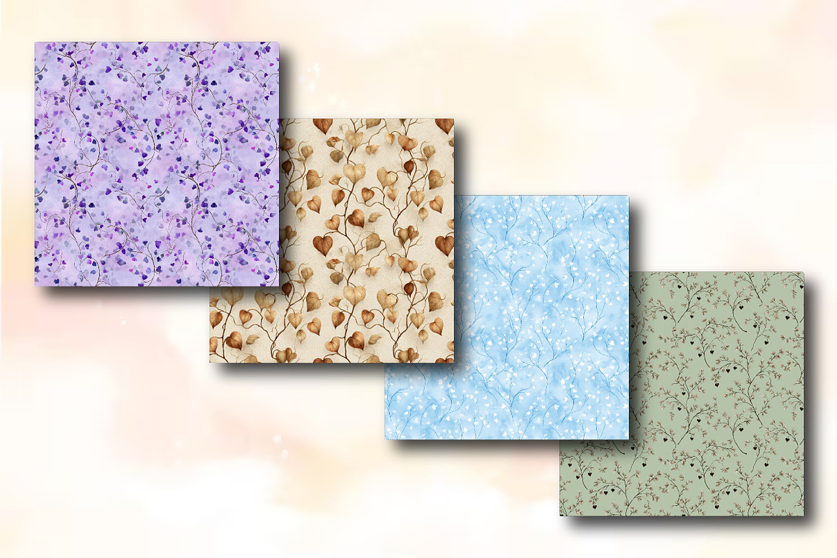 Botanical Love Vines Seamless Patter, a Texture Illustration by RobertsArt (Photo 2 of 5)
