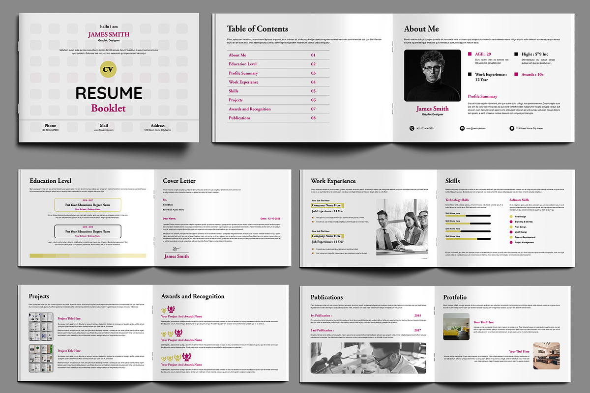 Clean Resume Booklet Template, a Stationery Template by MightyDesign (Photo 1 of 8)