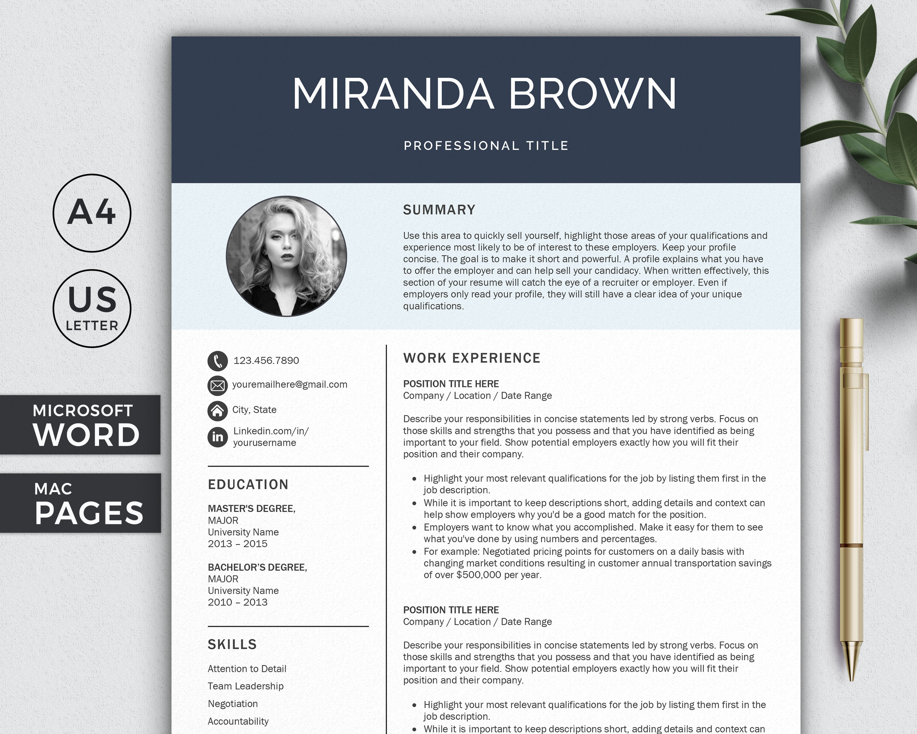 Resume with Photo / CV Template, a Resume Template by Klamp Studio