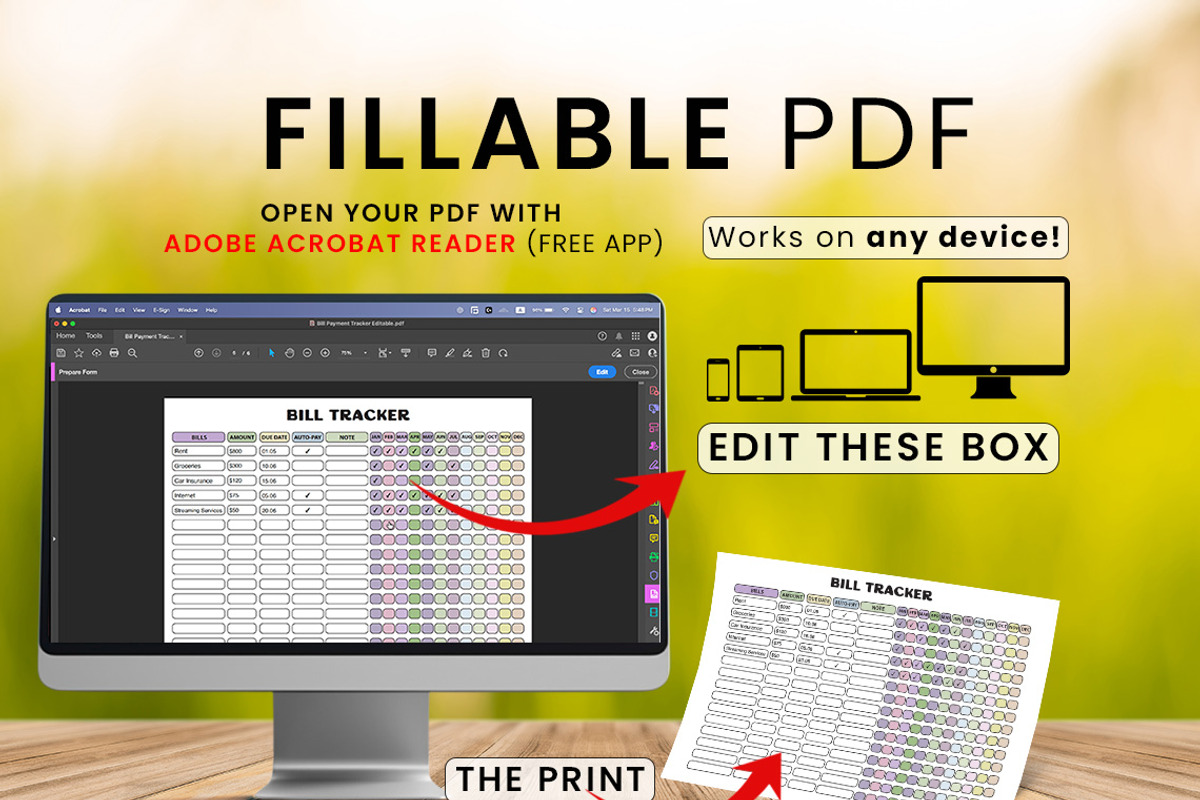 Editable Bill Payment Tracker, a Templates & Theme by Graphicsnext (Photo 3 of 3)