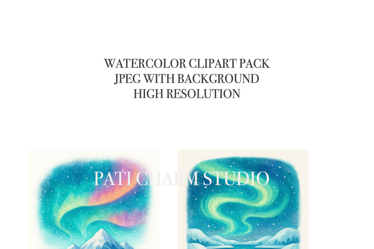 Aurora Borealis Clipart Set, a Decorative Illustration by Pati Charm Studio (Photo 4 of 8)