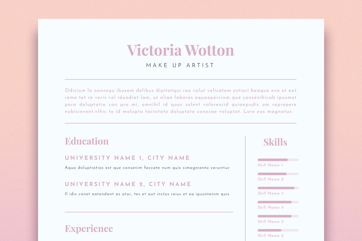 Pastel Pink Resume Layout, a Resume Template by wavebreak