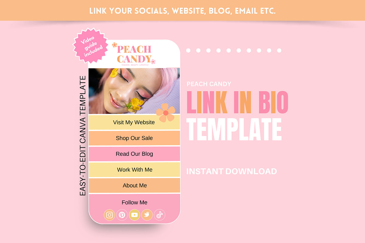 Pastel Link in Bio Template, a Landing Page Template by SunshineStudioBoutique (Photo 1 of 9)