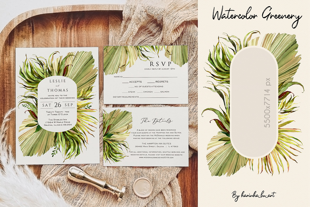 Watercolor Greenery Leaves 77PNG kit, an Illustration by KarinkaBU (Photo 2 of 10)