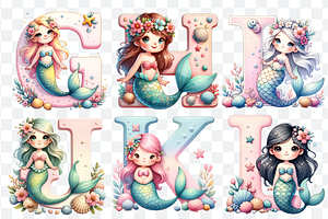 Mermaid Alphabet Font & Numbers