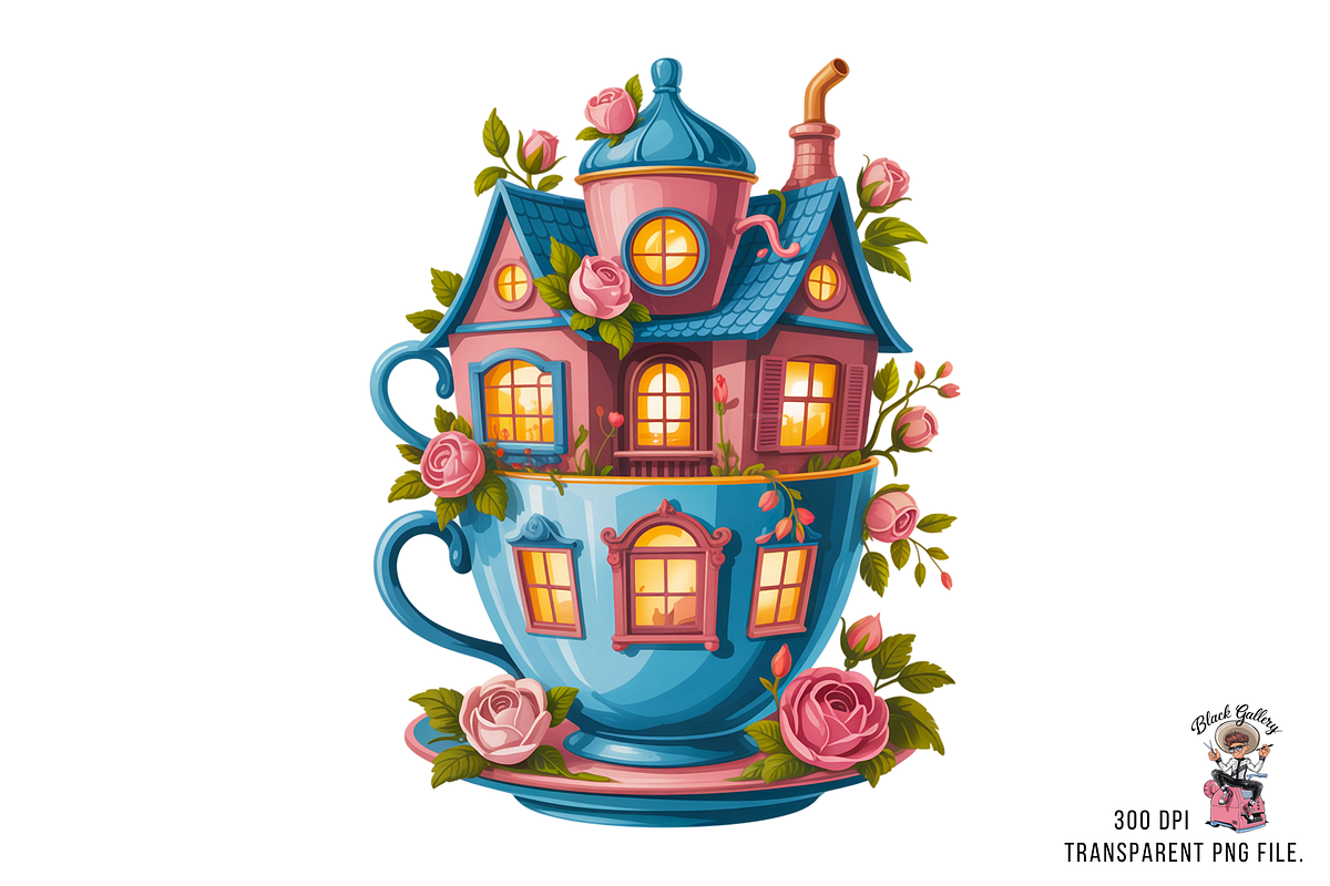 Teapot House PNG Clipart Bundle, a Graphic by Clipart Studio (Photo 10 of 11)