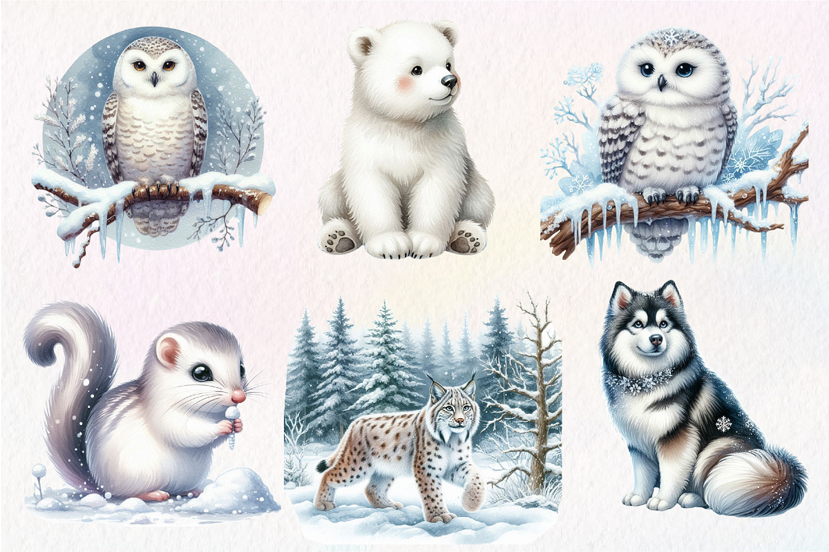 Watercolor Arctic Animals Clipart, an Illustration by Dream Creation (Photo 8 of 8)