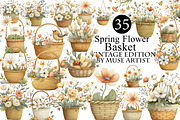Watercolor Spring Flower Basket, an Illustration by DreamArtGraphic (Thumbnail 1 of 8)