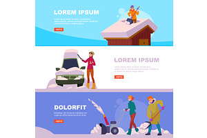 Snow time. vector banners with, a Person Illustration by Onyx